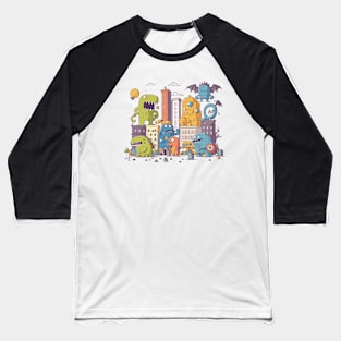 Monster in da City Doodle 1 Baseball T-Shirt